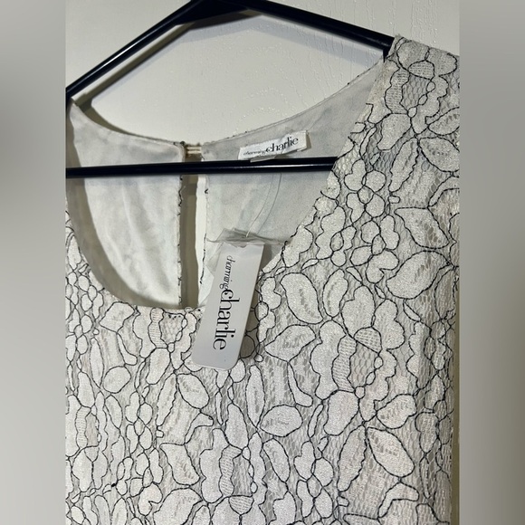 Charming Charlies Fit & Flare Ivory & Wine Dress - Picture 3 of 8